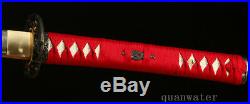 1095 Carbon Steel Red Blade Iron Tsuba Japanese Samurai Sword Katana Sharp
