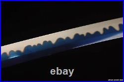 40.1 Battle ready 9260spring steel blue blade katana sword iron tsuba sharp