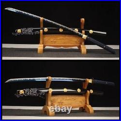 40.2 Battle ready 9260spring steel blue blade katana sword iron tsuba sharpened