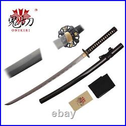 41 HANDFORGED FULL TANG Onikiri KATANA SAMURAI SWORD FLOWER TSUBA