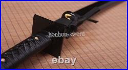 9260 Spring Steel Wakizashi Japanese Samurai Ninjato Sword Square Tsuba Black