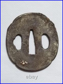Antique Copper inlay Plant & Dog Iron Tsuba Japanese Rare Sword katana Japan Antique Copper inlay Plant & Dog Iron Tsuba Japanese Rare Sword katana Japan
