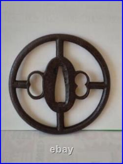 Antique Cross-Shaped Tsuba Japanese Sword Guard Rare Collectible