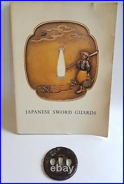 Antique Iron Tsuba Edo Era Japanese Sword Guard Samurai Katana Original Rare 01