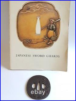 Antique Iron Tsuba Edo Era Japanese Sword Guard Samurai Katana Original Rare 03