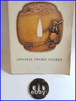 Antique Iron Tsuba Edo Era Japanese Sword Guard Samurai Katana Original Rare 07