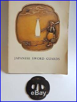 Antique Iron Tsuba Edo Era Japanese Sword Guard Samurai Katana Original Rare 08