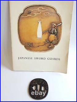 Antique Iron Tsuba Edo Era Japanese Sword Guard Samurai Katana Original Rare 09