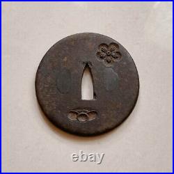 Antique Rare Plum motif Tsuba Sword katana Guard Japanese from JAPAN