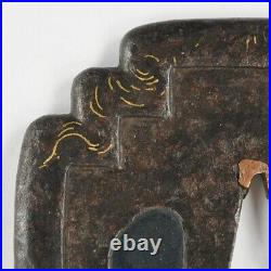 Antique Rare Tsuba Japanese Edo Era Gold Inlay Cloud Design Sword katana Japan Antique Rare Tsuba Japanese Edo Era Gold Inlay Cloud Design Sword katana Japan