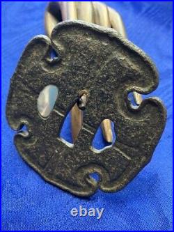 Antique Silver Inlay Tsuba Japanese Samurai Bushido Sword katana from Japan Antique Silver Inlay Tsuba Japanese Samurai Bushido Sword katana from Japan