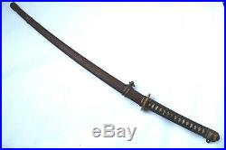 Antique japanese WWII army iron sheath saya koshirae katana sword tsuba armor
