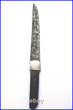 Antique japanese broken tanto with silver plated habaki sword katana tsuba armor