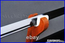 Black Japanese Ninja Sword Carbon Steel Straight Sharp Blade Iron Square Tsuba
