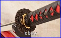 Clay Tempered Samurai Japanese Blade Sword 1095 Steel Iron Flower Tsuba sharp