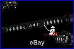 Clay tempered t-10 folded steel japanese samurai katana iron flower tsuba sword
