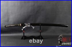 Cool Black Japanese Samurai Katana Sword Manganese Steel Sharp Blade Iron Tsuba