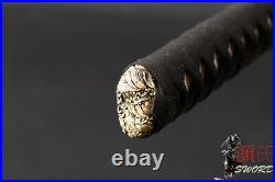 Cool Black Japanese Samurai Katana Sword Manganese Steel Sharp Blade Iron Tsuba