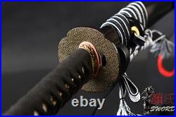 Cool Black Japanese Samurai Katana Sword Manganese Steel Sharp Blade Iron Tsuba