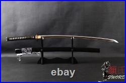 Cool Black Japanese Samurai Katana Sword Manganese Steel Sharp Blade Iron Tsuba