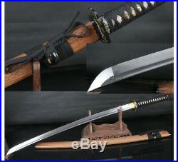 Damascus Folded Steel Japanese Sword Katana Rose Wood Saya Iron Tsuba