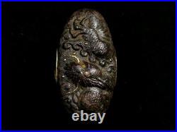 Edo Iron Fuchi Kashira by Mogarashi Nyudo Soten with Bold Cloud Dragon Design JP Edo Iron Fuchi Kashira by Mogarashi Nyudo Soten with Bold Cloud Dragon Design JP