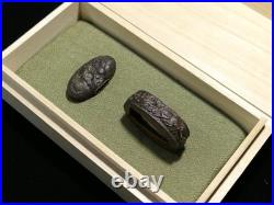 Edo Iron Fuchi Kashira by Mogarashi Nyudo Soten with Bold Cloud Dragon Design JP Edo Iron Fuchi Kashira by Mogarashi Nyudo Soten with Bold Cloud Dragon Design JP