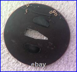 Edo Period iron round tsuba good condition. With copper rim. Dia 7cm to 7.5cm