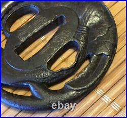 Edo era, Japanese iron Tsuba, signed- Echizen Kinai, Turnip Design, 2 11/16 H