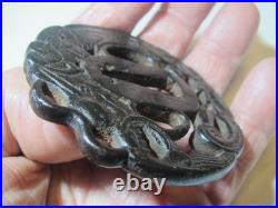 Excellent New-502 Iron Tsuba Round Dragon Diagram Good Tone