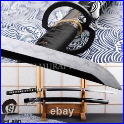 Exquisite hamon Japanese katana sword 1095 carbon steel clay tempered iron tsuba
