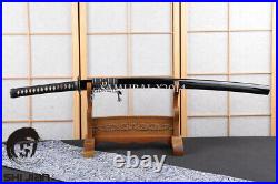 Exquisite hamon Japanese katana sword 1095 carbon steel clay tempered iron tsuba