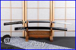 Exquisite hamon Japanese katana sword 1095 carbon steel clay tempered iron tsuba