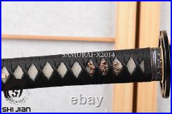 Exquisite hamon Japanese katana sword 1095 carbon steel clay tempered iron tsuba