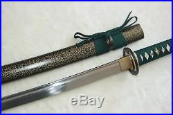 Folded Steel Damascus Japanese KATANA Sword Iron Tsuba Sharp Blade Full Tang