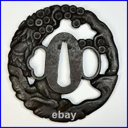 Fuchi Kashira Tsuba Chinese-Style Watermark Edo Period Openwork Carving Japan JP