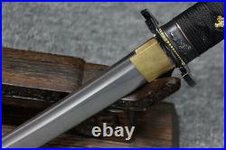 Full Tang Sword Tanto Rosewood 1095 Carbon Steel Blade Rose Wood Iron Tsuba