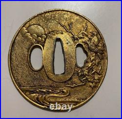 High quality Tsuba Japanese Sword Guard of Iron EDO Period From JAPAN Rare JAPAN