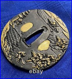 High quality Tsuba Japanese Sword Guard of Iron Edo Period From JAPAN Antique