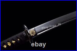 Iron Tsuba Black Samurai Sword Japanese Katana Sharp High Carbon Steel Full Tang