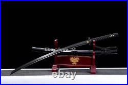 Iron Tsuba Black Samurai Sword Japanese Katana Sharp High Carbon Steel Full Tang