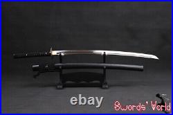 Iron Tsuba Japanese Samurai Katana Sword 1095 Carbon Steel Full Tang Real Hamon