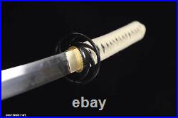 Iron Tsuba Japanese Samurai Sword Full Tang Blade 1095 Carbon Steel Clay Tempere