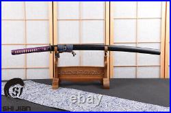 Iron Tsuba katana Japanese sword folded steel clay tempered blade real hamon
