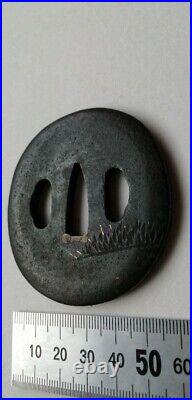 Japanese Antique Carved Inlay Iron Tsuba Katana Samurai Sword Guard from Japan Japanese Antique Carved Inlay Iron Tsuba Katana Samurai Sword Guard from Japan