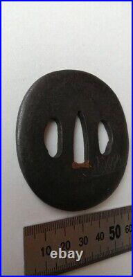 Japanese Antique Carved Inlay Iron Tsuba Katana Samurai Sword Guard from Japan Japanese Antique Carved Inlay Iron Tsuba Katana Samurai Sword Guard from Japan