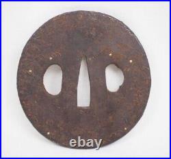 Japanese Antique Constellation Inlay Iron Tsuba Katana Sword Guard from Japan Japanese Antique Constellation Inlay Iron Tsuba Katana Sword Guard from Japan
