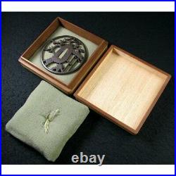 Japanese Antique Edo Era Iron ground watermark tsuba Higo Katana Rare Samurai