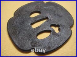 Japanese Antique Inscribed Character Iron Tsuba Samurai Katana Sword Guard Japan Japanese Antique Inscribed Character Iron Tsuba Samurai Katana Sword Guard Japan