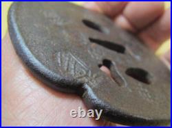 Japanese Antique Inscribed Character Iron Tsuba Samurai Katana Sword Guard Japan Japanese Antique Inscribed Character Iron Tsuba Samurai Katana Sword Guard Japan